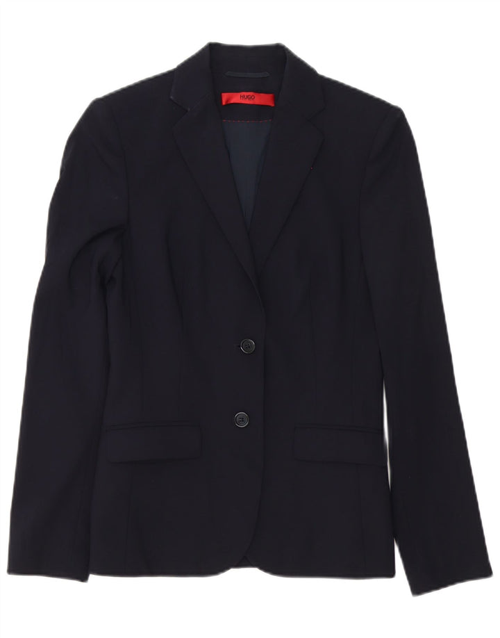 Jachetă Blazer pentru femei Hugo Boss cu 2 nasturi UK 6 XS Lână virgină bleumarin