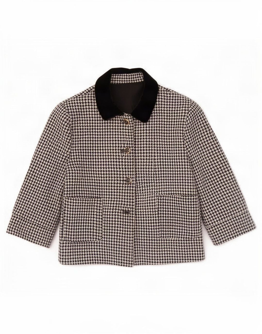 Jachetă Blazer Vintage pentru femei cu 3 nasturi UK 14 Medium Black Houndstooth
