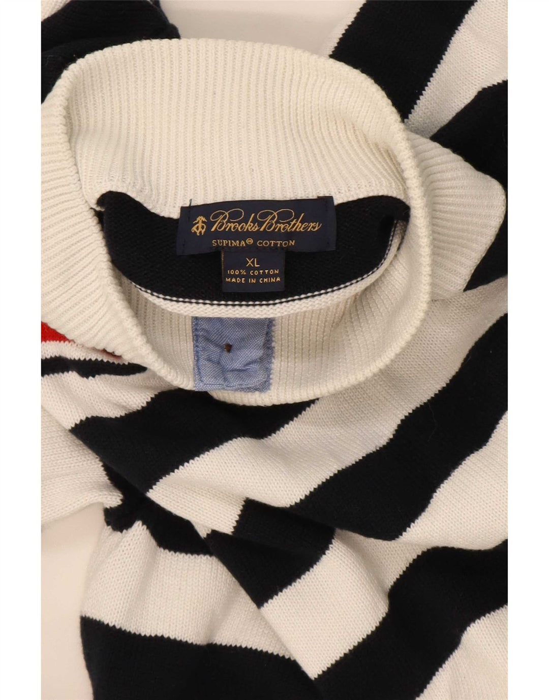 Pulover Brooks Brothers pentru bărbați cu gât cu nasturi, XL, bleumarin, cu dungi