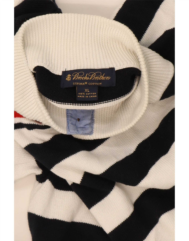 Pulover Brooks Brothers pentru bărbați cu gât cu nasturi, XL, bleumarin, cu dungi