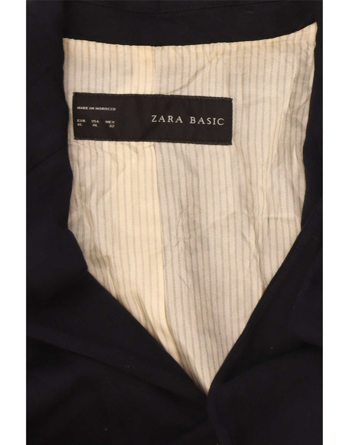 Blazer pentru femei Zara cu 1 nasture UK 18 XL Bleumarin Viscoză