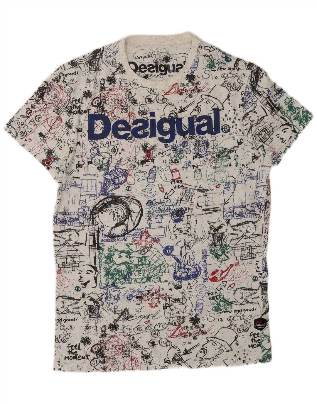 DESIGUAL Tricou grafic cu model abstract pentru bărbați Top, bumbac alb mediu