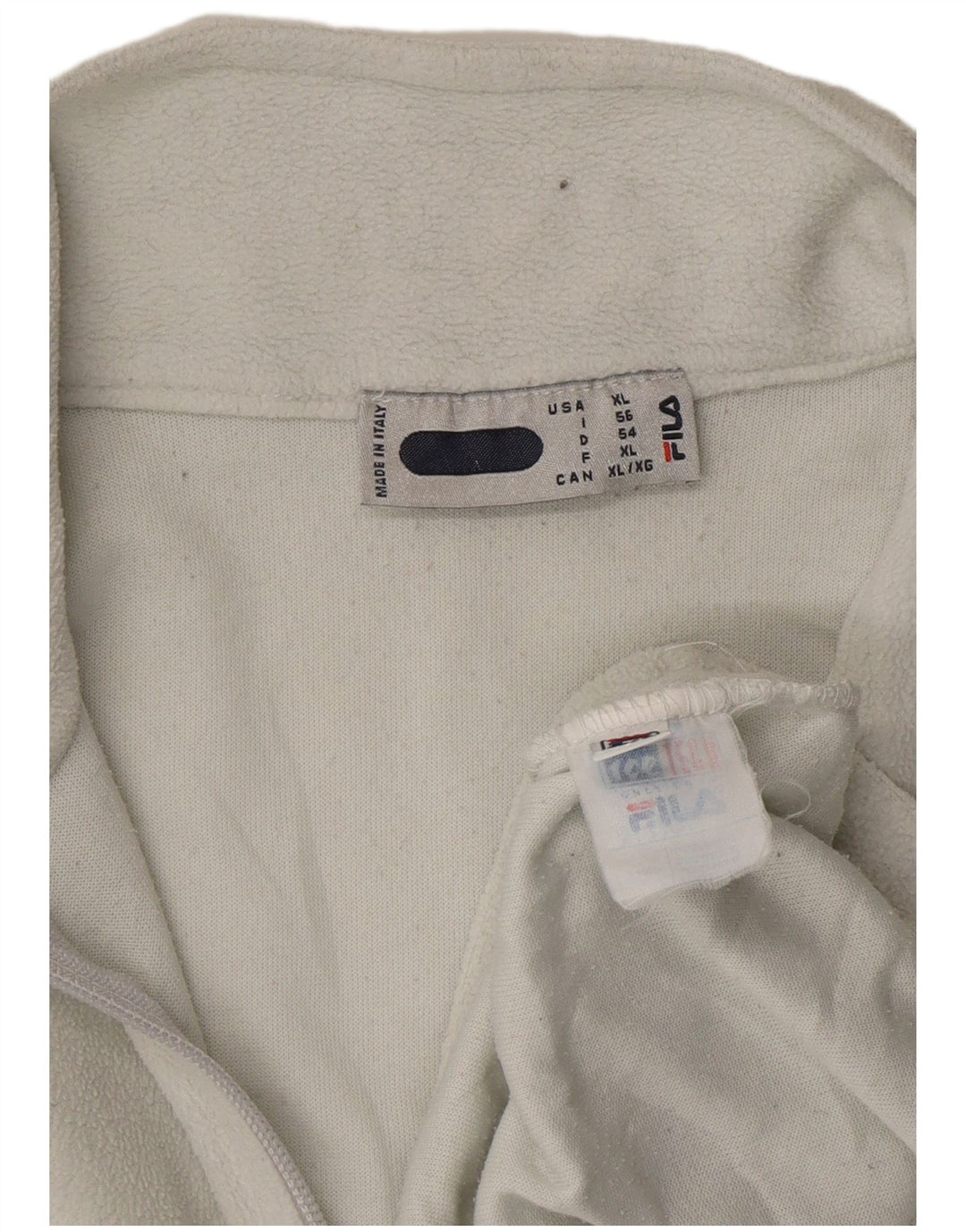 Pulover FILA pentru bărbați, cu fermoar și gât, din lână IT 56 XL, poliester alb