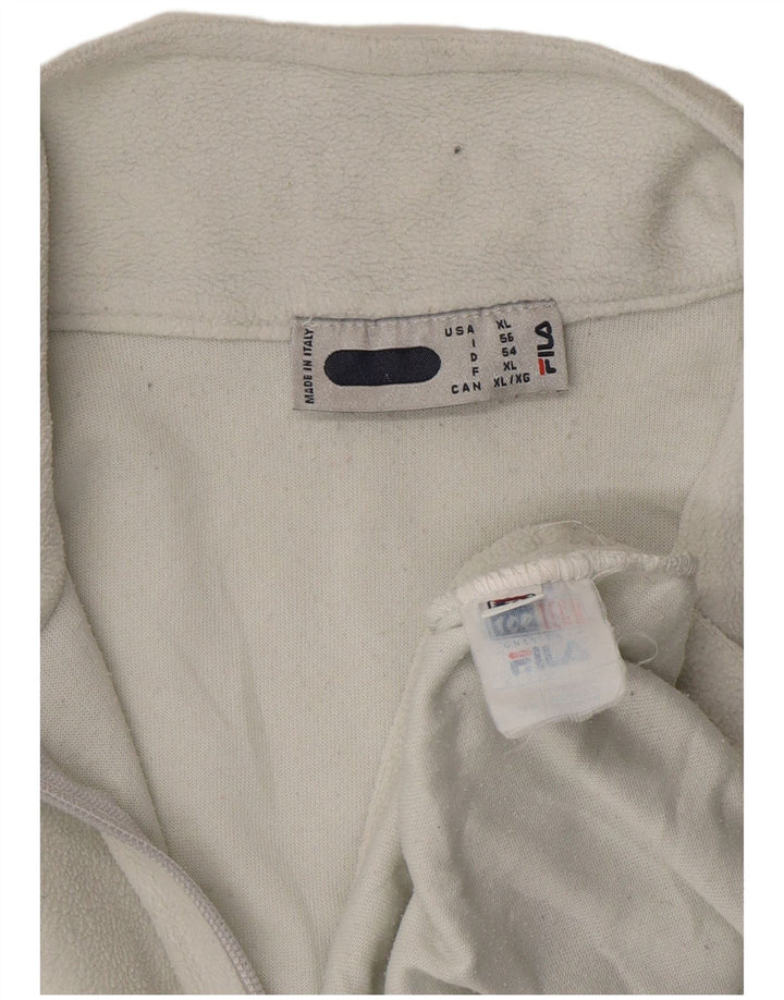 Pulover FILA pentru bărbați, cu fermoar și gât, din lână IT 56 XL, poliester alb