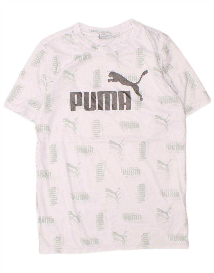 Tricou grafic Puma pentru băieți Top 7-8 ani Poliester alb mic