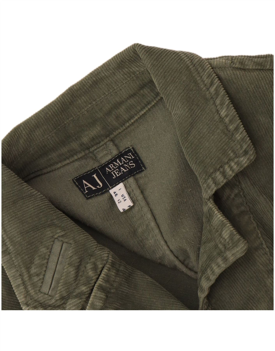 Jachetă Blazer din velur velur cu 3 nasturi Armani Jeans UK 16 mare kaki