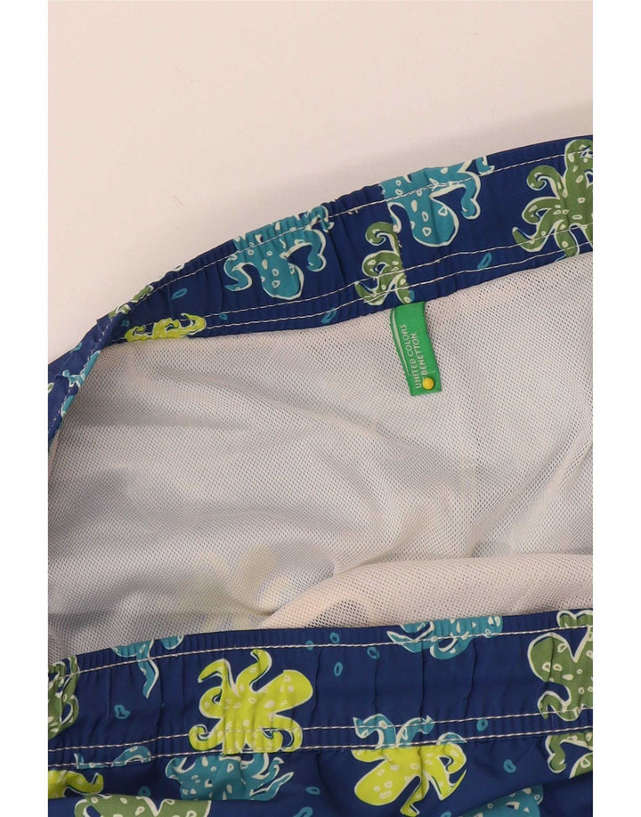 Pantaloni scurți de înot Benetton pentru bărbați, cu model abstract, XL, albastru
