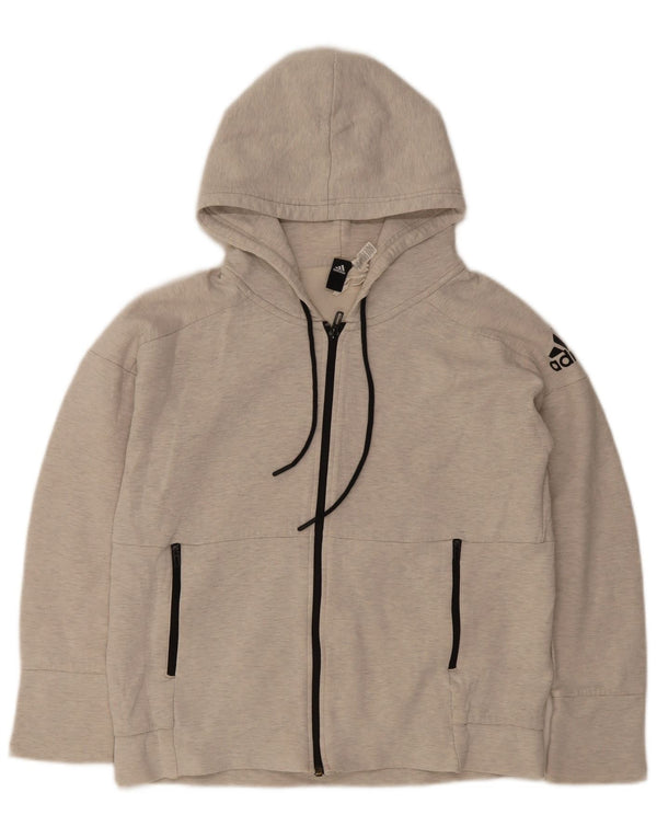 Pulover Adidas pentru femei, supradimensionat, cu fermoar, UK 14, bumbac gri mediu