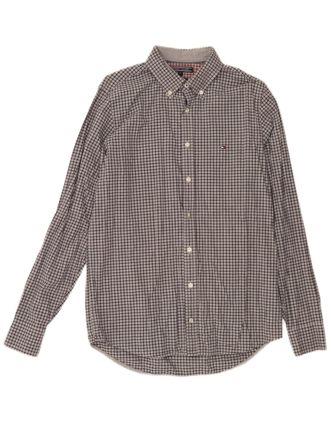 Cămașă Slim Fit Tommy Hilfiger pentru bărbați, din bumbac vichy, gri mediu