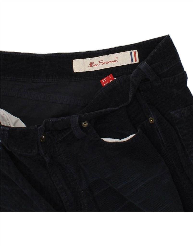 BEN SHERMAN Womens Bootcut Corduroy Trousers W34 L34 Navy Blue Cotton Vintage Ben Sherman and Second-Hand Ben Sherman from Messina Hembry 