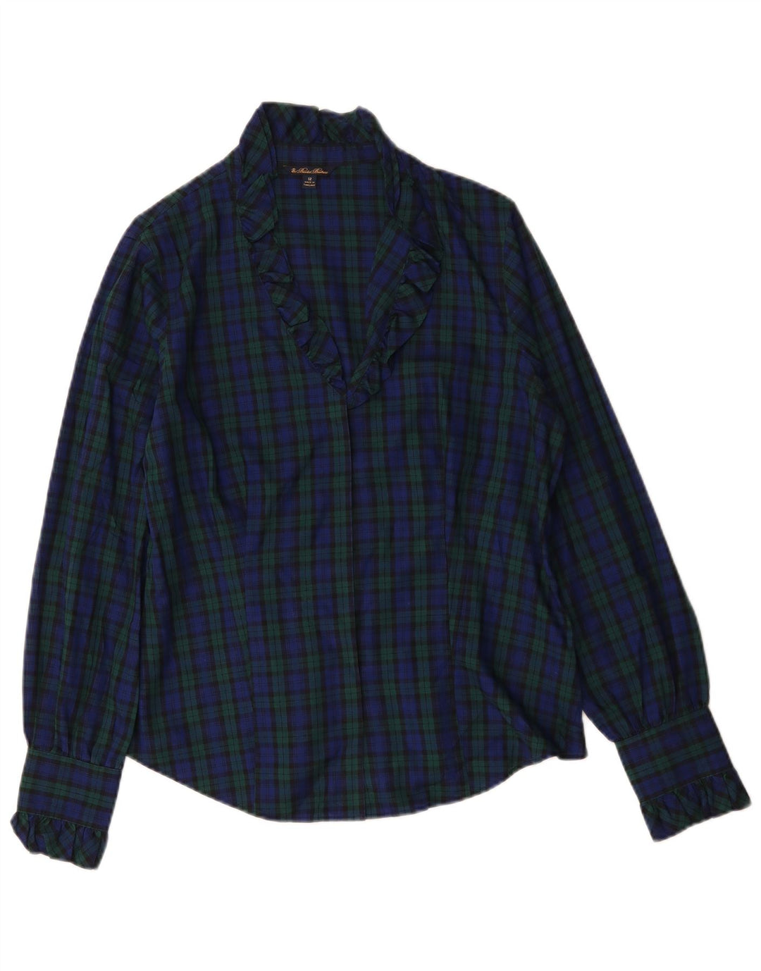 Bluză cămașă pentru femei Brooks Brothers US 12 mare din bumbac carouri bleumarin