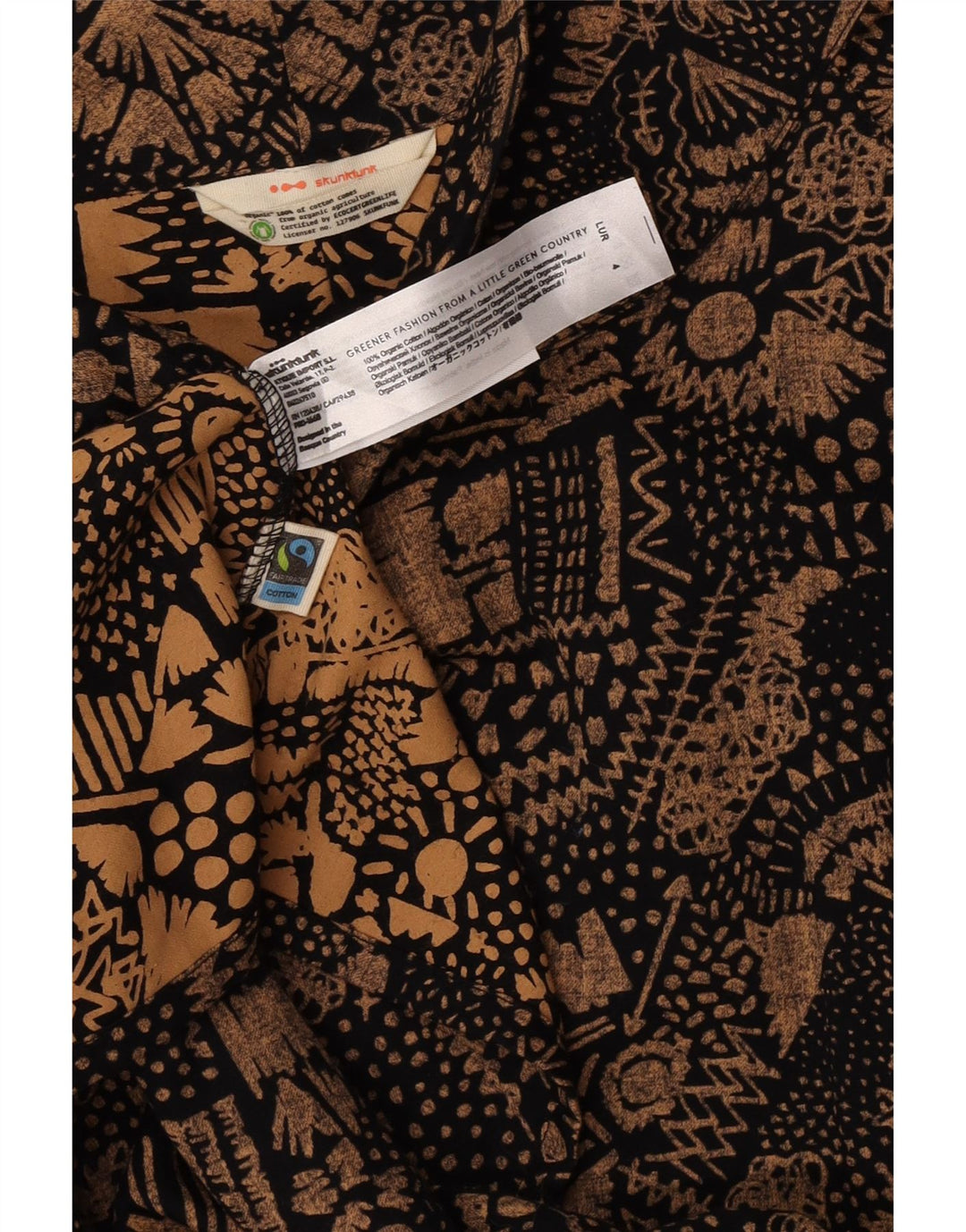 Rochie Skunkfunk pentru femei UK 12, bumbac geometric maro mediu