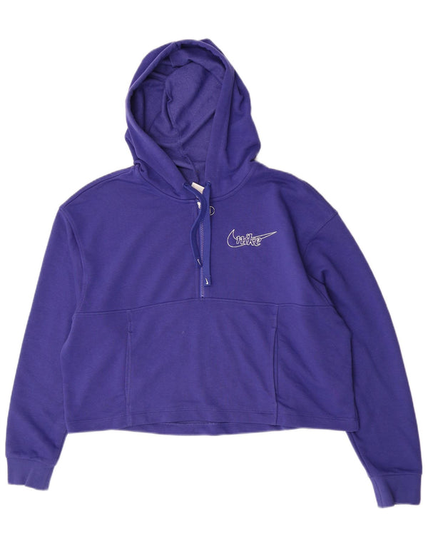 Hanocă supradimensionată Nike Dri Fit Crop pentru femei UK 14 Bumbac violet mediu