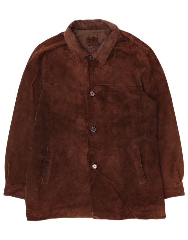 Marks & Spencer pentru bărbați Blue Harbour Suede Jacket UK 42 XL Brown Piele
