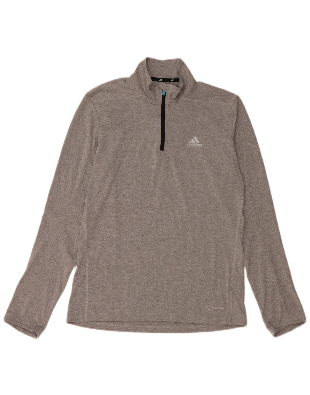 Adidas Aeroready Zip Neck Top pentru bărbați cu mânecă lungă, mic, gri, poliester