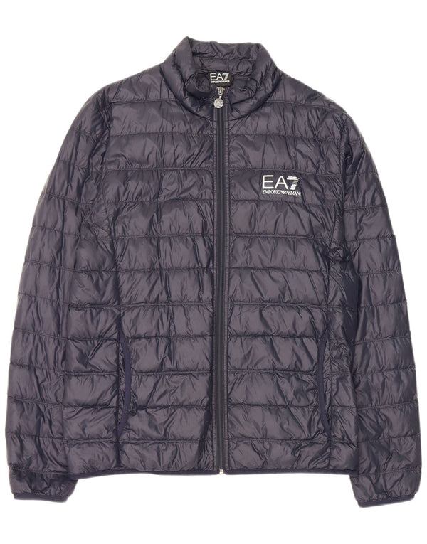 Jachetă căptușită cu grafică pentru bărbați Armani UK 44 2XL Nailon bleumarin