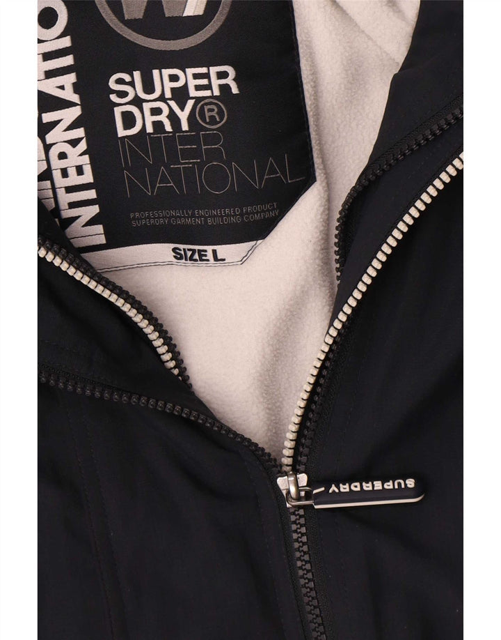 Jachetă de vânt cu glugă Superdry pentru femei UK 16, mare, poliester bleumarin