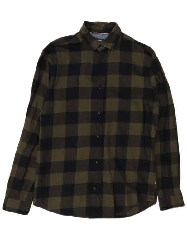 Cămașă de flanel Jack & Jones pentru bărbați, bumbac caros, kaki mediu