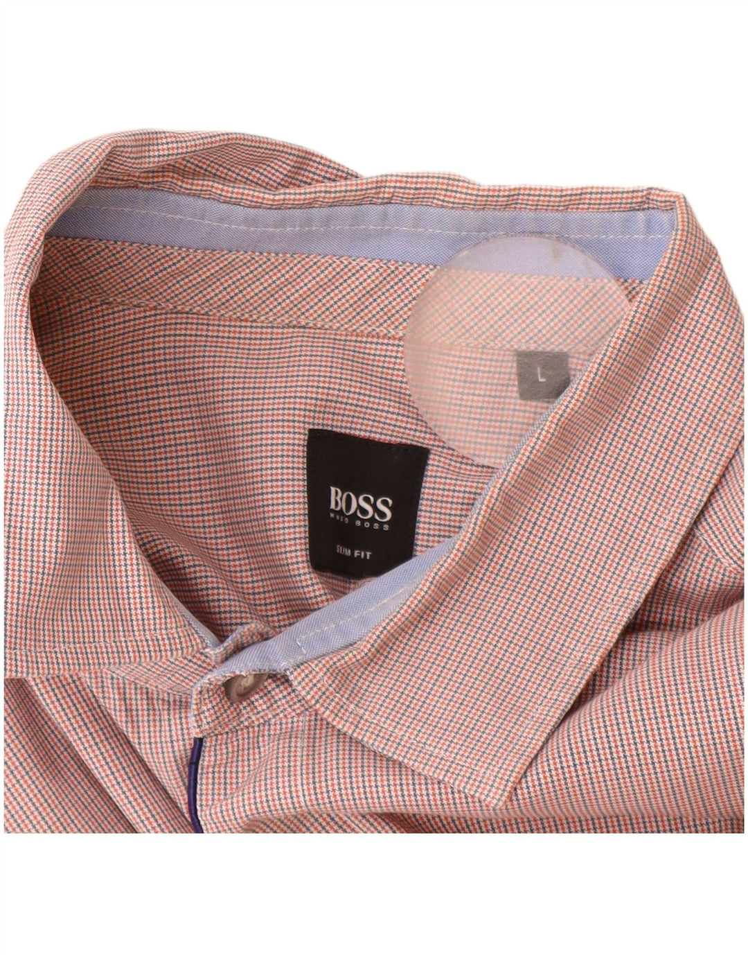Cămașă Slim Fit pentru bărbați Hugo Boss, din bumbac mare portocaliu Houndstooth