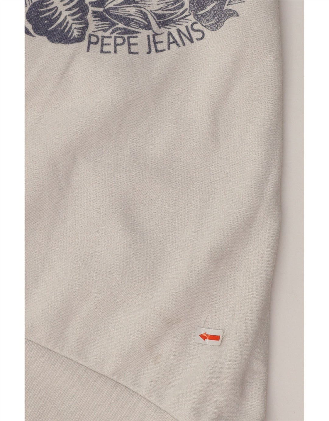 PEPE JEANS Womens Graphic Oversized Sweatshirt Jumper UK 10 Small White Vintage PEPE Jeans and Second-Hand PEPE Jeans from Messina Hembry 
