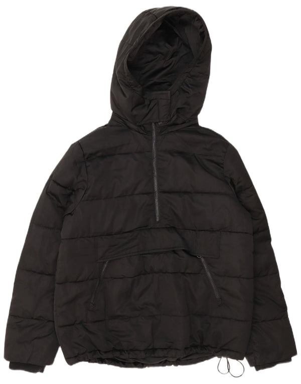 Zara Womens Oversized Hooded Padded Anorak Jacket UK 10 Small Black