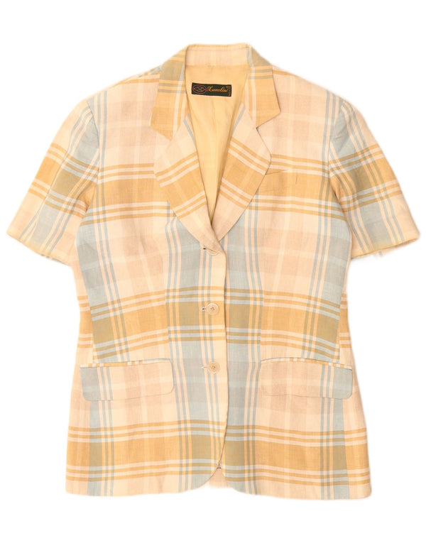 Jachetă vintage pentru femei cu 3 nasturi IT 44 Medium Yellow Check