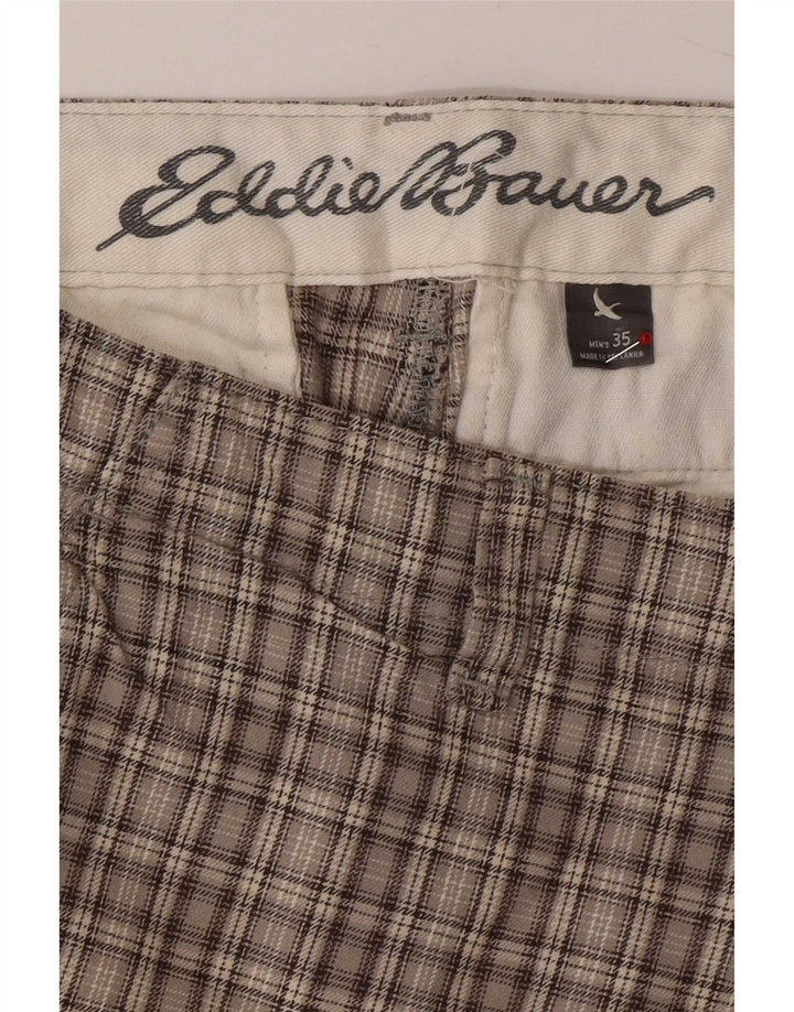 Eddie Bauer Mens Cargo Shorts Large W35 Grey Plaid