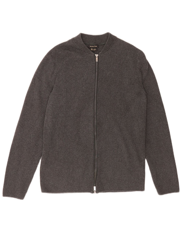 Pulover Cardigan Massimo Dutti pentru bărbați, bumbac, gri mediu
