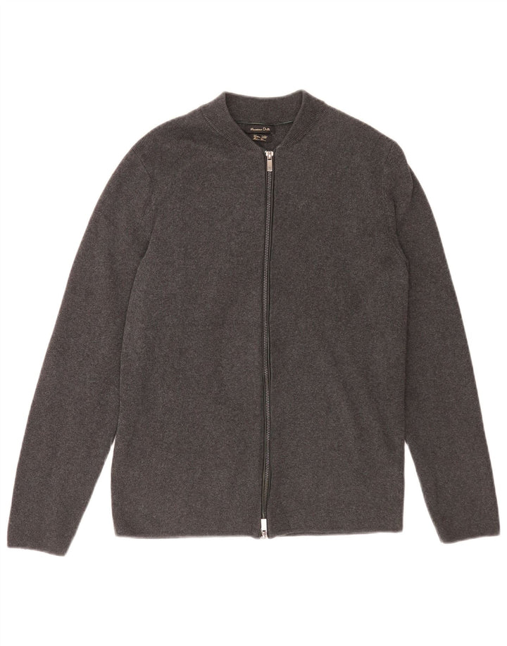 Pulover Cardigan Massimo Dutti pentru bărbați, bumbac, gri mediu