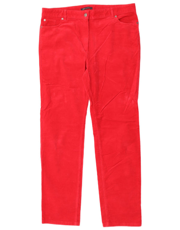 Pantaloni subțiri din velur pentru femei Marks & Spencer UK 16 Large W34 L31 Red