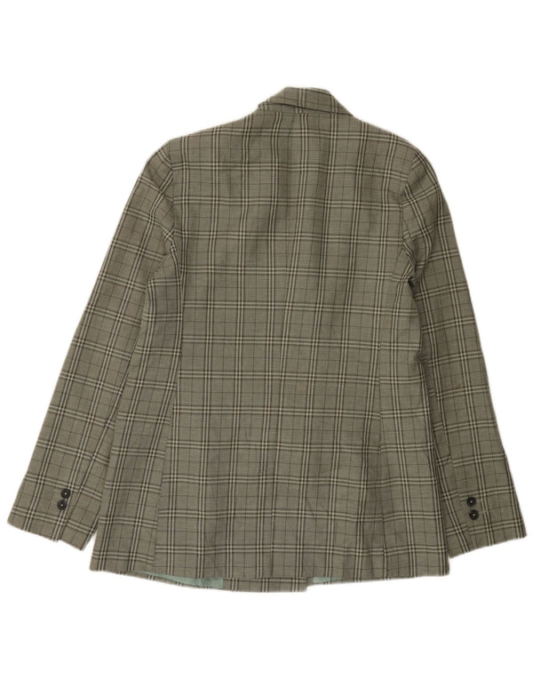 Topshop Jachetă Blazer înaltă pentru femei, UK 12 Medium Green Check
