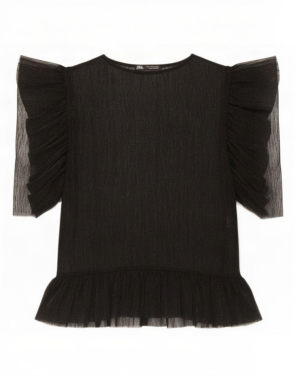 Top See Through pentru femei Zara UK 10 Small Black