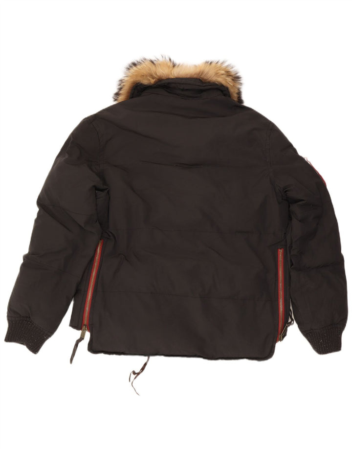 Jachetă căptușită pentru bărbați Dsquared IT 52 XL, bumbac negru color bloc