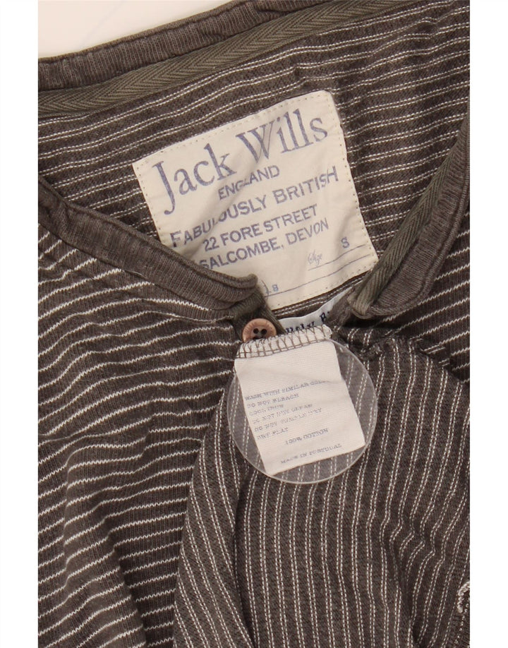 JACK WILLS Top cu mânecă lungă pentru bărbați, bumbac cu dungi mici, gri