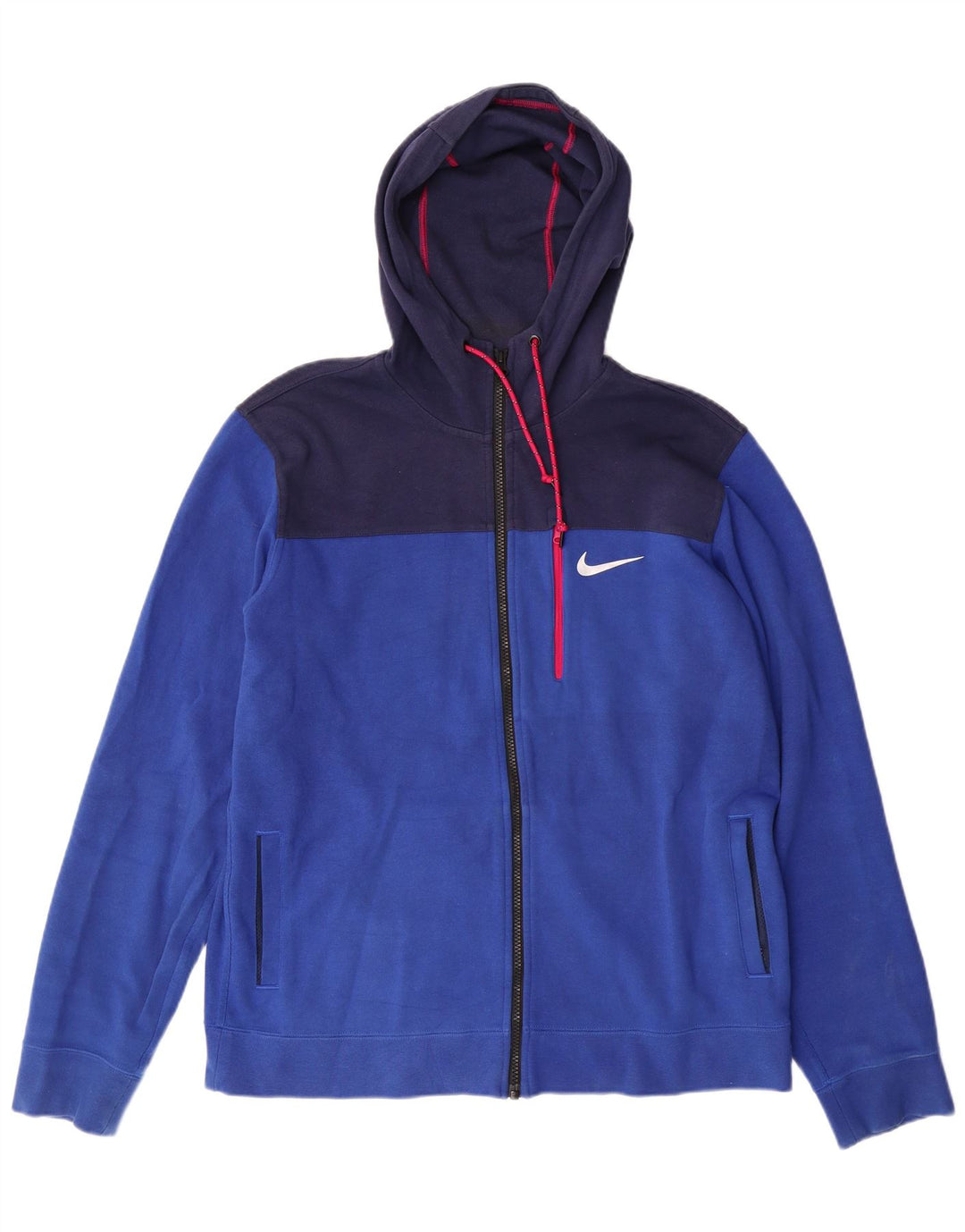 Pulover NIKE pentru bărbați, cu fermoar, din bumbac, mare, albastru, bloc de culoare