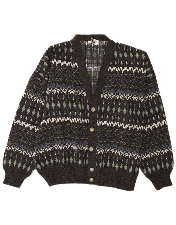 Pulover Cardigan Vintage pentru bărbați IT 54 XL Gri Fair Isle Acrilic