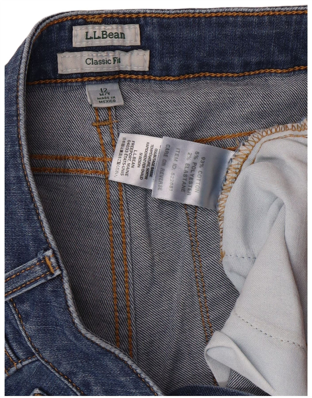 Blugi drepti pentru femei L.L.BEAN, cu ajustare clasică, US 12, mare, W32, L32, bumbac albastru
