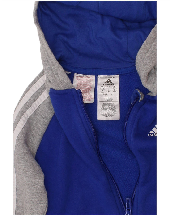 Pulover ADIDAS pentru băieți, cu fermoar, 6-7 ani, albastru, bumbac color bloc