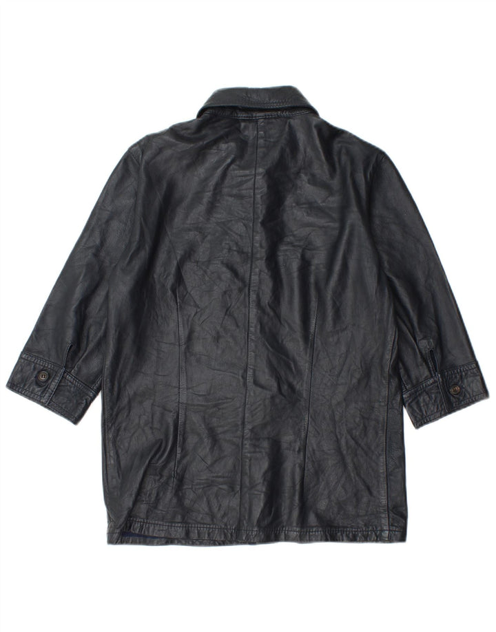 Jachetă din piele pentru femei Les Copains cu mâneci 3/4 IT 42 Medium din piele bleumarin