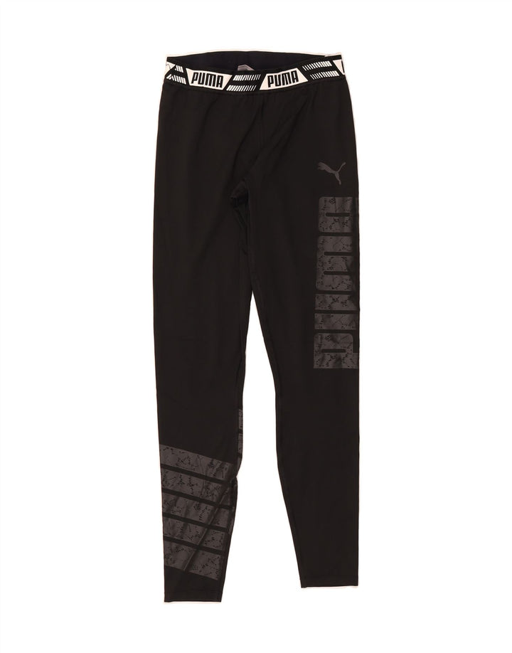 PUMA Womens Graphic Leggings UK 14 Medium Black Colourblock Polyester Vintage Puma and Second-Hand Puma from Messina Hembry 