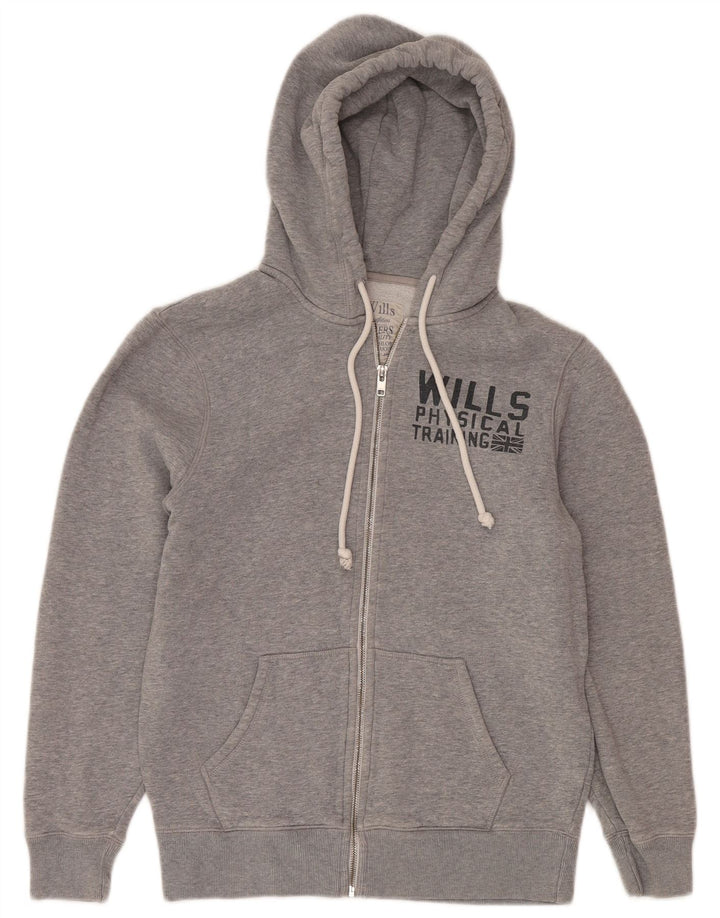 Pulover Jack Wills pentru bărbați, cu fermoar grafic, bumbac, gri mediu