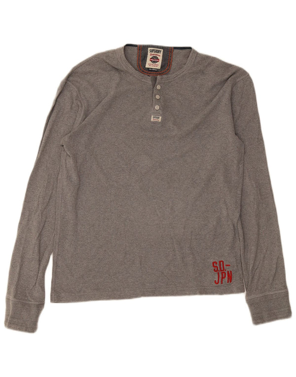 Top pentru bărbați Superdry cu mânecă lungă XL, bumbac gri