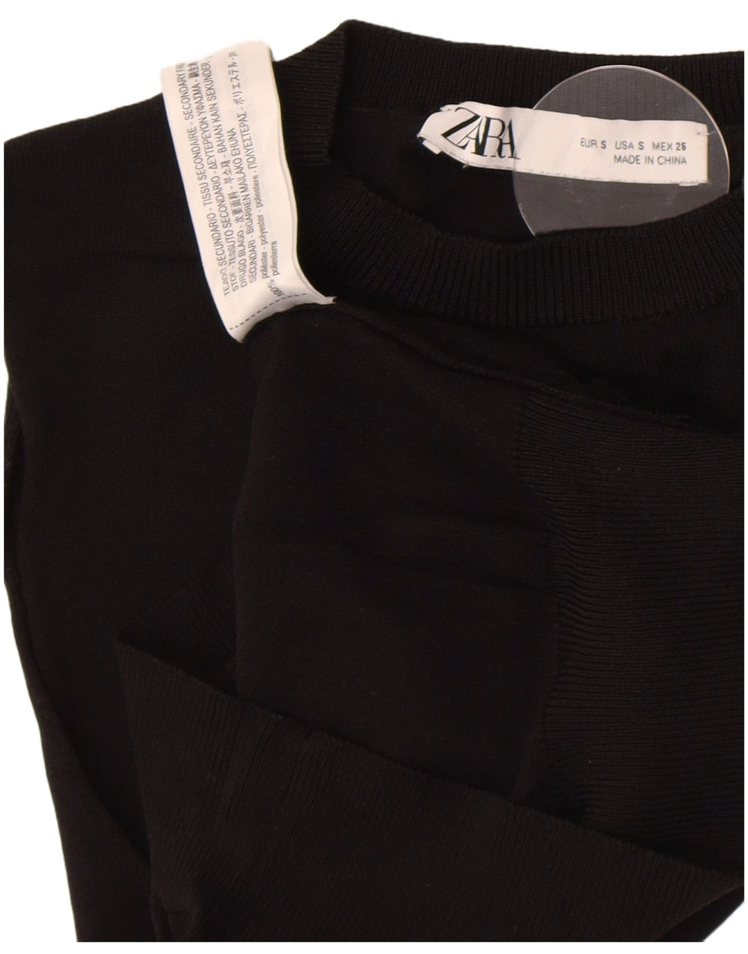 Zara femei Crop Vest Tank Top UK 8 Poliester negru mic