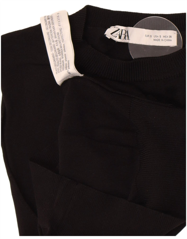 Zara femei Crop Vest Tank Top UK 8 Poliester negru mic