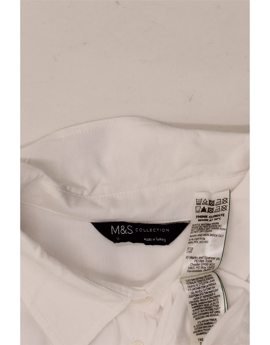 Cămașă supradimensionată pentru femei Marks & Spencer UK 18 XL Bumbac alb