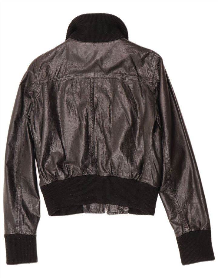 Bomber din piele vintage pentru femei IT 44 Medium Black Leather