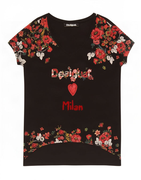 Rochie tricou Desigual pentru femei UK 18 XL, negru, viscoză florală