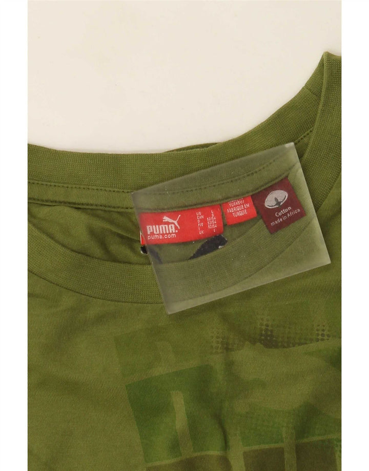 Tricou cu mânecă lungă Puma pentru bărbați, bumbac verde mare