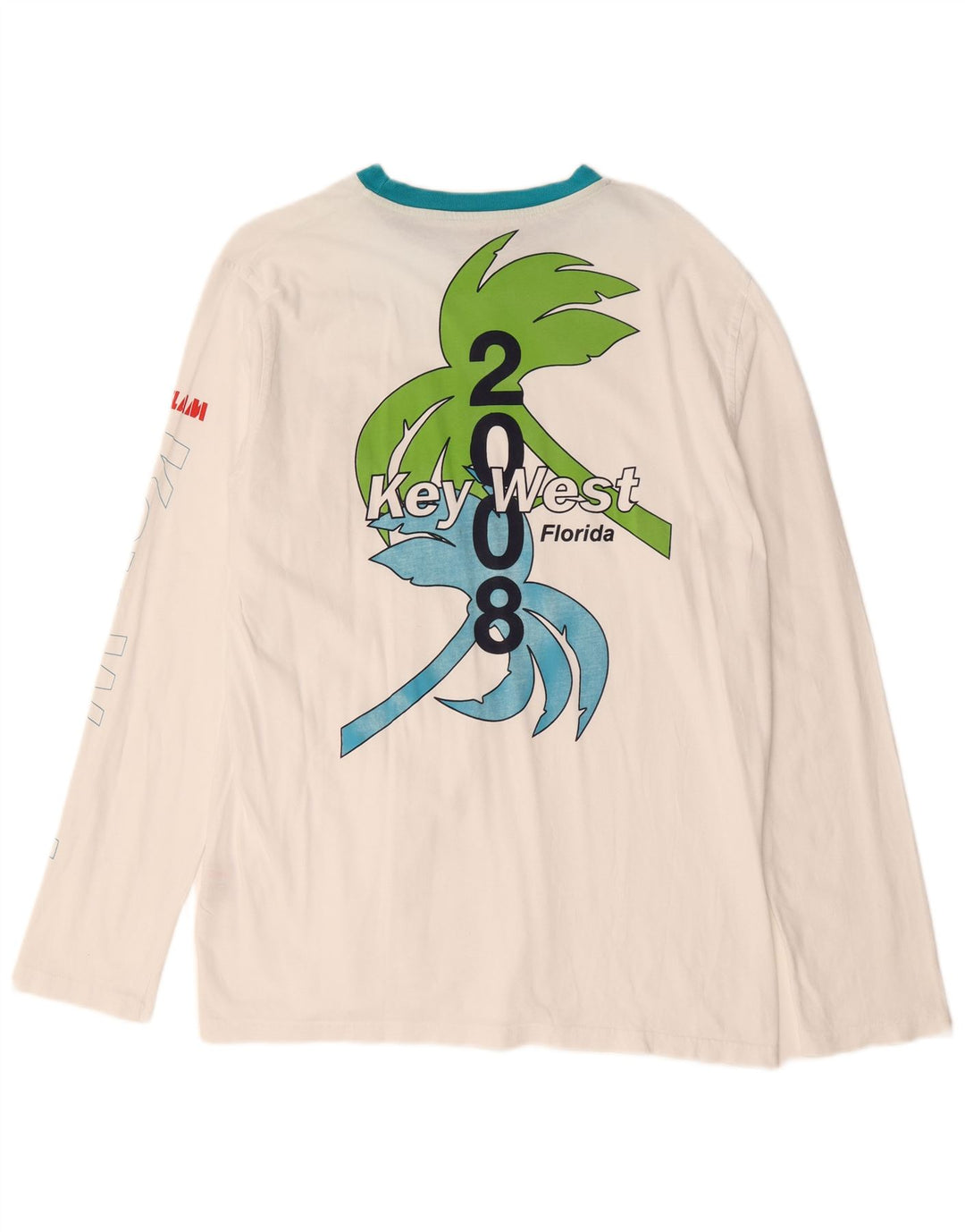 Slam pentru bărbați Florida Graphic Top cu mânecă lungă, mare, alb, bumbac