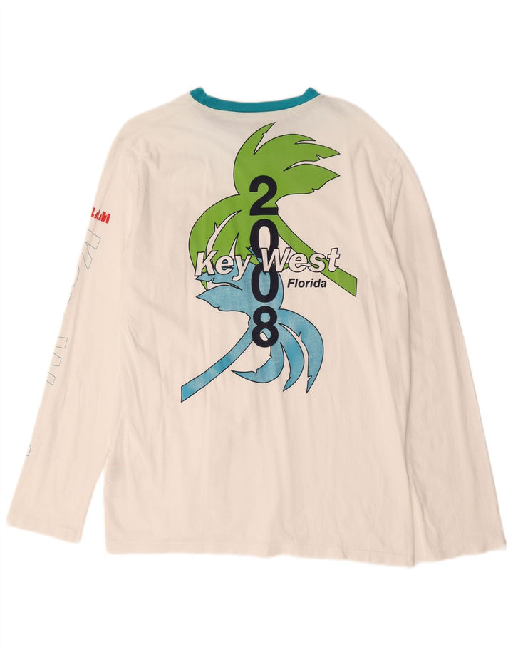 Slam pentru bărbați Florida Graphic Top cu mânecă lungă, mare, alb, bumbac